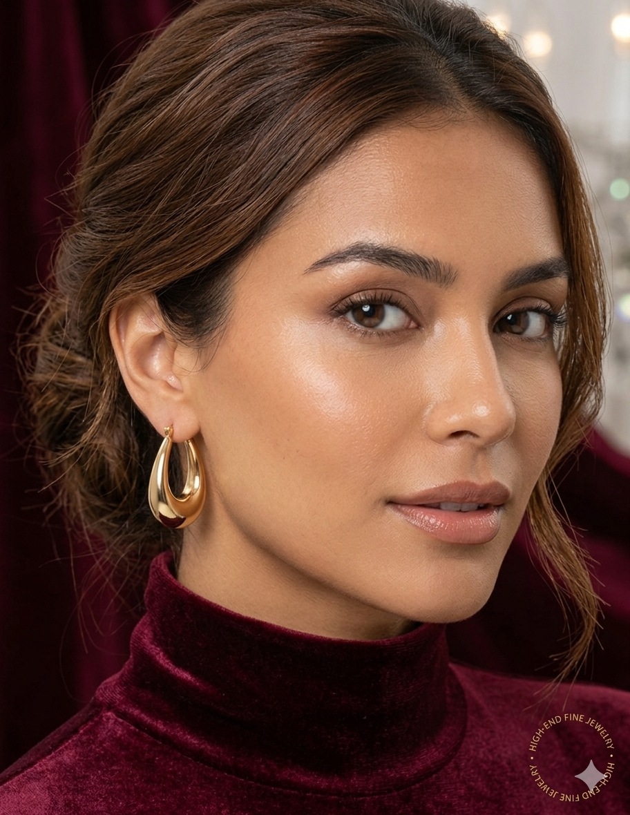 Golden Fashionable Hoops (Gold) - Image 2