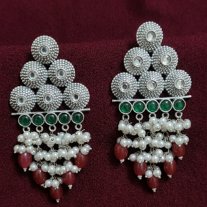 Trishna Ethenic Dangler Earrings (Red &Green)