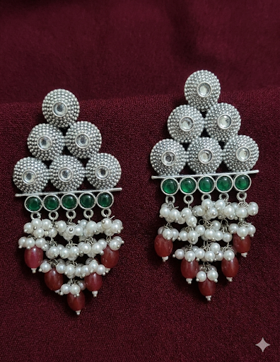 Trishna Ethenic Dangler Earrings (Red &Green)