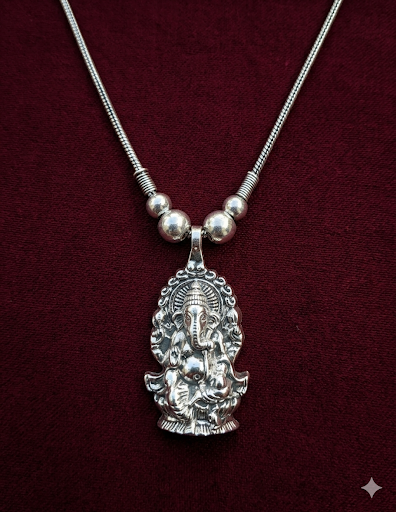 Oxidized Silver Ganesha Pendant Necklace