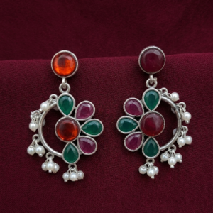 Aachal Dangler Earrings (Ruby & Green)