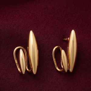 Golden Fashionable Stud Earrings (Gold)
